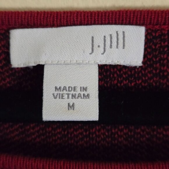 J. Jill Red Black Houndstooth Long Sleeve Relaxed Fit Sweater Dress Size M - Picture 8 of 9